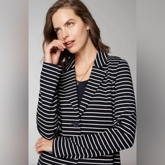 J. JILL Wearever Preppy Business Casual Stretchy Unstructured Striped Blazer 2X - Picture 9 of 14